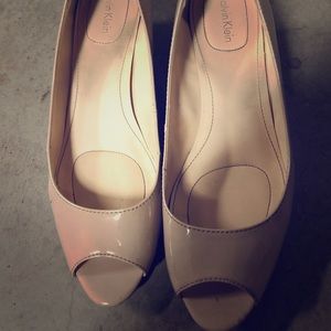 Calvin Klein open toes wedges heels beige color